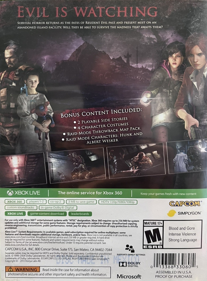 Resident Evil: Revelations 2 - Box - Back (North America) - 1225x1662