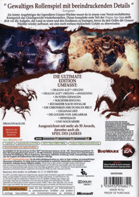 Dragon Age: Origins: Ultimate Edition - Box - Back (Germany) - 1010x1431