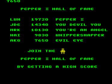 Pepper II - Screenshot - High Scores (World) - 640x480