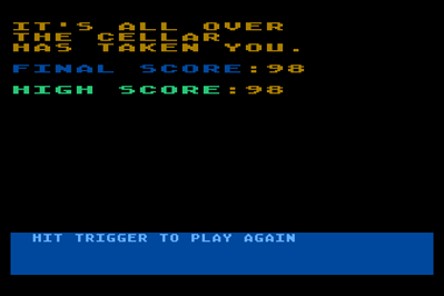 Cellar Terror - Screenshot - Game Over (North America) - 336x224