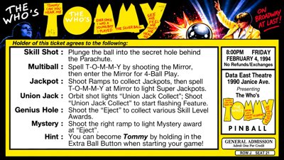 The Who's Tommy Pinball Wizard - Arcade - Controls Information (World) - 1919x1080