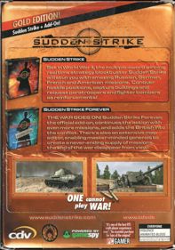 Sudden Strike: Gold Edition!: Sudden Strike + Add-On! - Box - Back (North America) - 561x800
