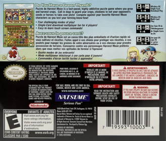 Puzzle de Harvest Moon - Box - Back (Canada) - 1377x1173