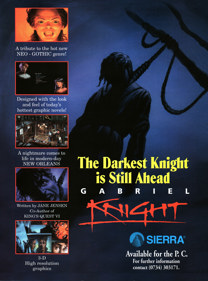 Gabriel Knight: Sins of the Fathers - Advertisement Flyer - Front (United Kingdom) - 2592x3500