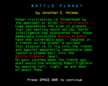 Battle Planet - Screenshot - Game Title (United Kingdom) - 640x512
