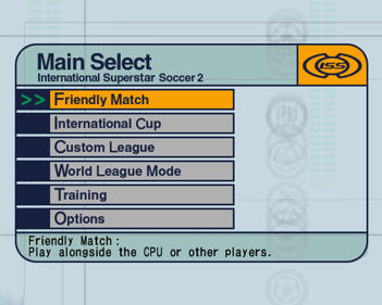 International Superstar Soccer 2 - Screenshot - Game Select (World) - 640x512