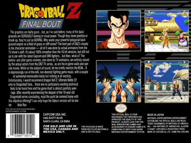 Dragon Ball Z: Final Bout - Fanart - Box - Back (North America) - 1188x895