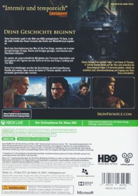 Game of Thrones: A Telltale Games Series - Box - Back (Germany) - 597x848