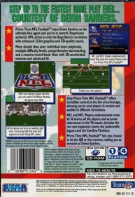 Prime Time NFL Starring Deion Sanders - Fanart - Box - Back (North America) - 848x1233