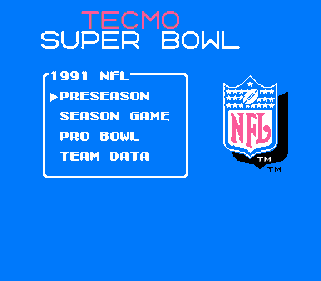 Tecmo Super Bowl - Screenshot - Game Select (North America) - 256x224