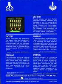 Space Invaders - Box - Back (Europe) - 600x810