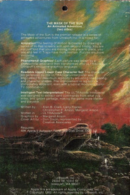 The Mask of the Sun - Box - Back (North America) - 532x798