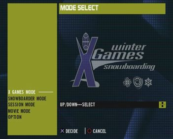 ESPN Winter X Games Snowboarding - Screenshot - Game Select (World) - 640x512