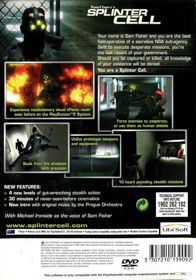 Tom Clancy's Splinter Cell - Box - Back (Australia) - 560x800