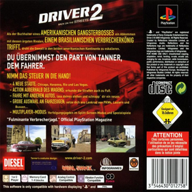 Driver 2: The Wheelman Is Back - Box - Back - Reconstructed (Germany) - 640x640