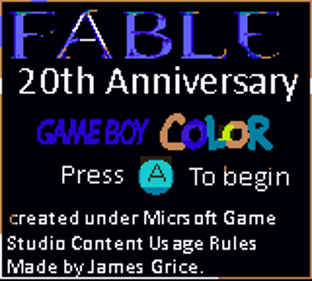 Fable: 20th Anniversary Demake - Screenshot - Game Title (World) - 160x144