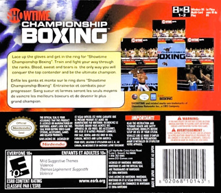 Showtime Championship Boxing - Box - Back (North America) - 1127x982