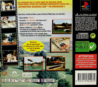 The Dukes of Hazzard: Racing for Home - Box - Back (France) - 765x680