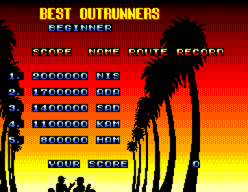 OutRun 3D - Screenshot - High Scores (World) - 496x384