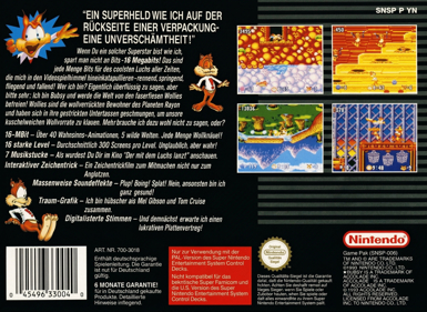 Bubsy in: Claws Encounters of the Furred Kind - Box - Back (Germany) - 2412x1760