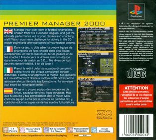 Premier Manager 2000 - Box - Back (Europe) - 894x800