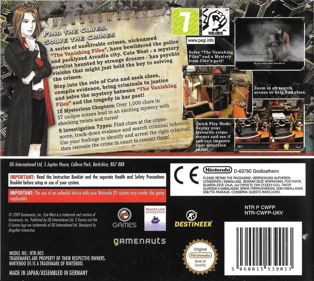 Cate West: The Vanishing Files - Box - Back (Europe) - 894x800