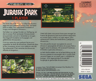 Jurassic Park - Box - Back (Europe) - 1604x1362