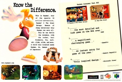 Rayman 2: The Great Escape - Advertisement Flyer - Front (North America) - 2457x1650