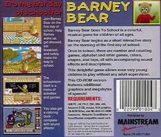 Barney Bear Goes to School - Box - Back (United States) - 537x457