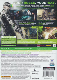 Tom Clancy's Splinter Cell: Blacklist - Box - Back (Germany) - 908x1280