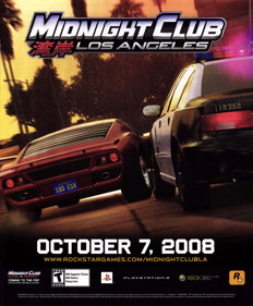 Midnight Club: Los Angeles - Advertisement Flyer - Front (United States) - 1800x2178