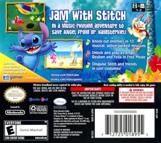 Disney: Stitch Jam - Box - Back (North America) - 768x680