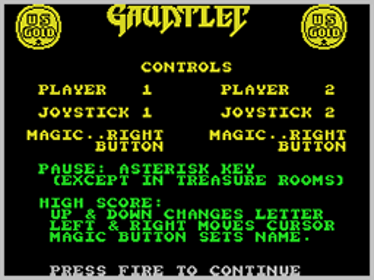 Gauntlet - Screenshot - Game Select (World) - 256x192