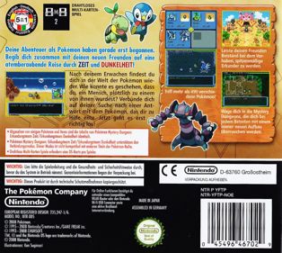Pokémon Mystery Dungeon: Explorers of Time - Box - Back (Germany) - 895x800