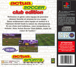 Actua Soccer: Club Edition - Box - Back (France) - 1624x1443