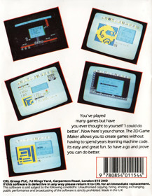 2-D Game Maker - Box - Back (Europe) - 892x1150