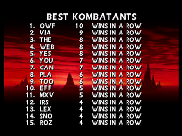 Mortal Kombat 4 - Screenshot - High Scores (World) - 640x480