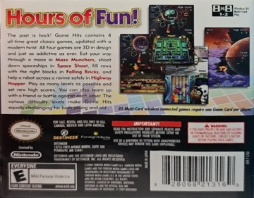 Game Hits! 4 Games in 1 - Box - Back (North America) - 891x695