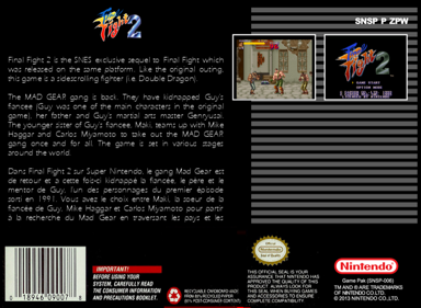 Final Fight 2 - Fanart - Box - Back (Europe) - 680x497