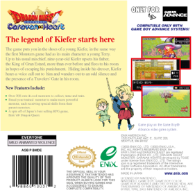 Dragon Quest Monsters: Caravan Heart  - Box - Back - Reconstructed (North America) - 354x354