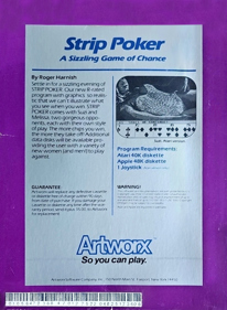Strip Poker: A Sizzling Game of Chance - Box - Back (North America) - 759x1035