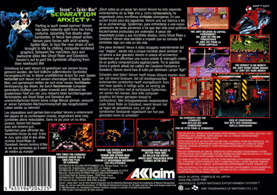 Venom • Spider-Man: Separation Anxiety - Box - Back (Europe) - 2448x1728