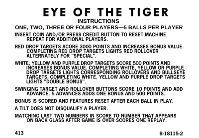 Eye of the Tiger - Arcade - Controls Information (World) - 1148x798