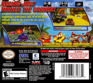 Sonic & SEGA All-Stars Racing - Box - Back (North America) - 1400x1251