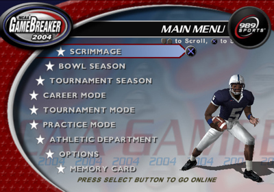 NCAA Gamebreaker 2004 - Screenshot - Game Select (North America) - 640x448