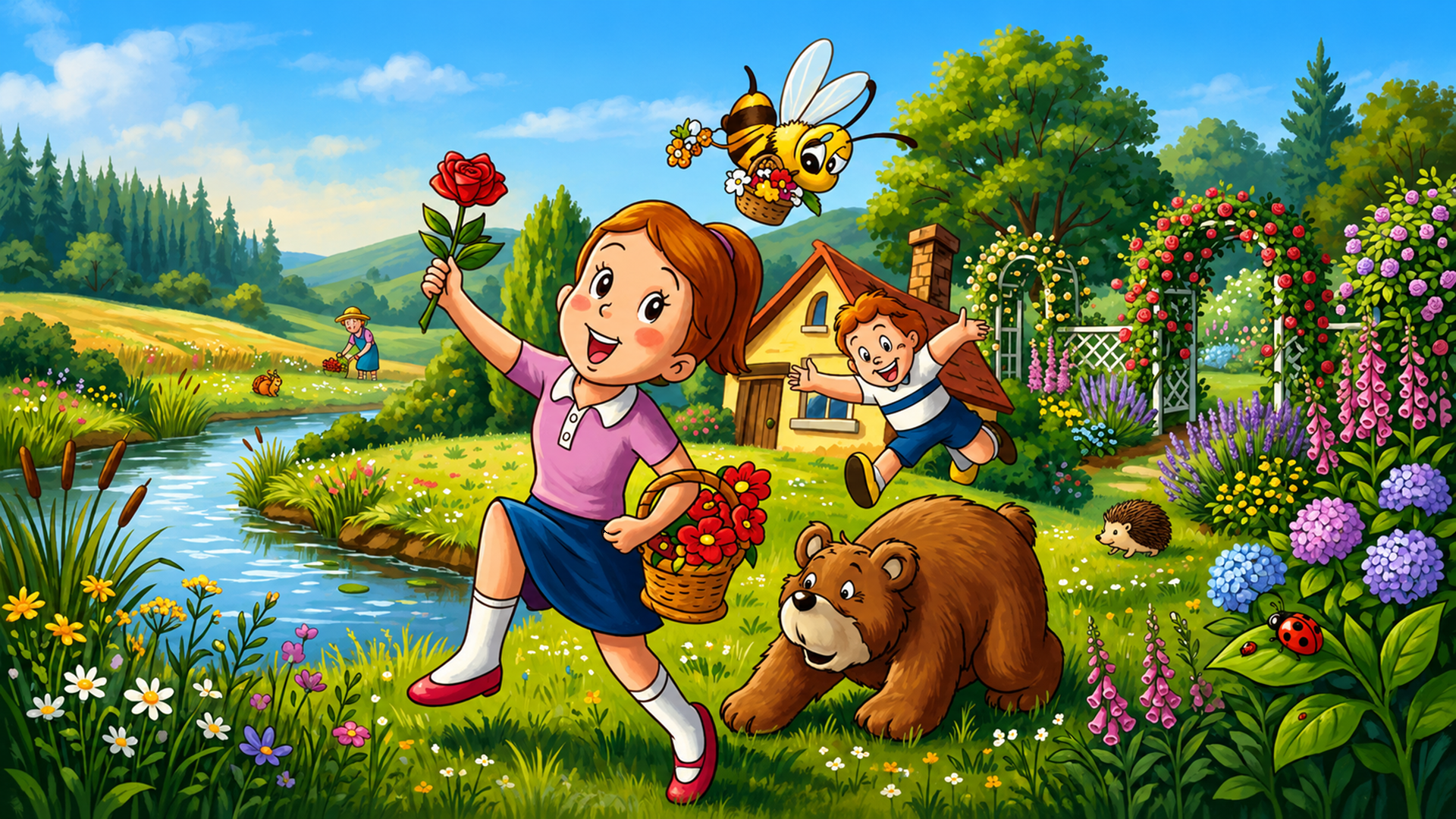 Illustration of Girl's Garden