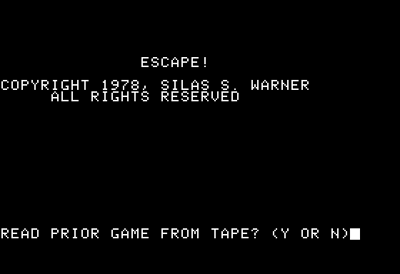 Escape (Muse Software) - Screenshot - Game Title (North America) - 560x384