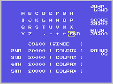 Jumpland - Screenshot - High Scores (World) - 256x192