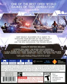 Horizon Zero Dawn: Complete Edition - Box - Back (North America) - 638x800