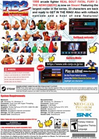 Real Bout Fatal Fury 2: The Newcomers (NeoGeo Premium Selection) - Fanart - Box - Back (North America) - 1515x2134